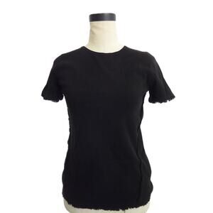 Banana Republic Black Top Frayed Trim S Blouse